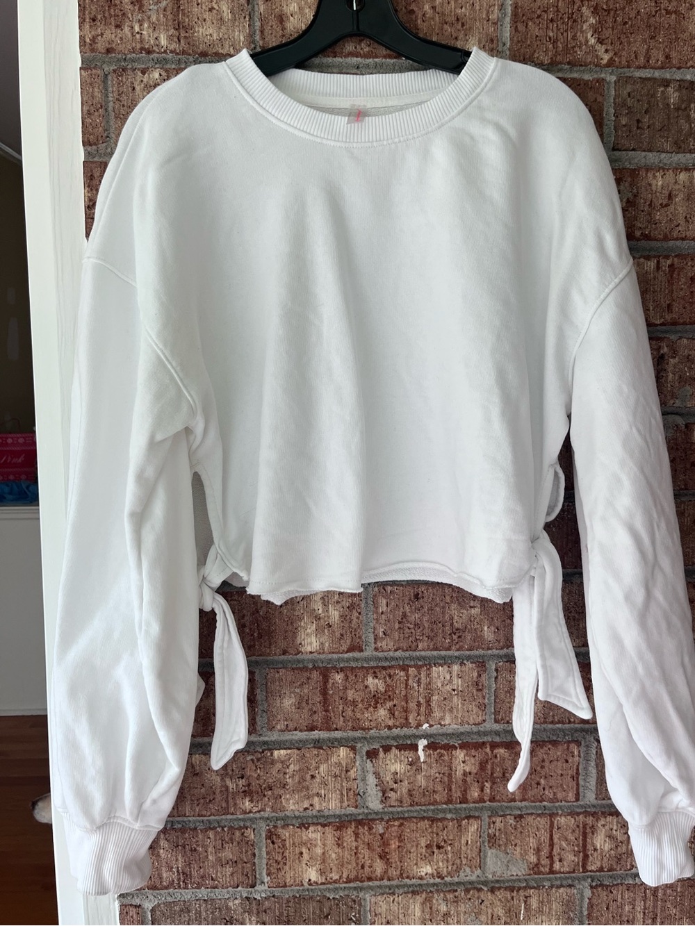 FP Movement by Free People Odette Pullover Small Side Tie Crop White sweatshirt - Picture 4 of 7